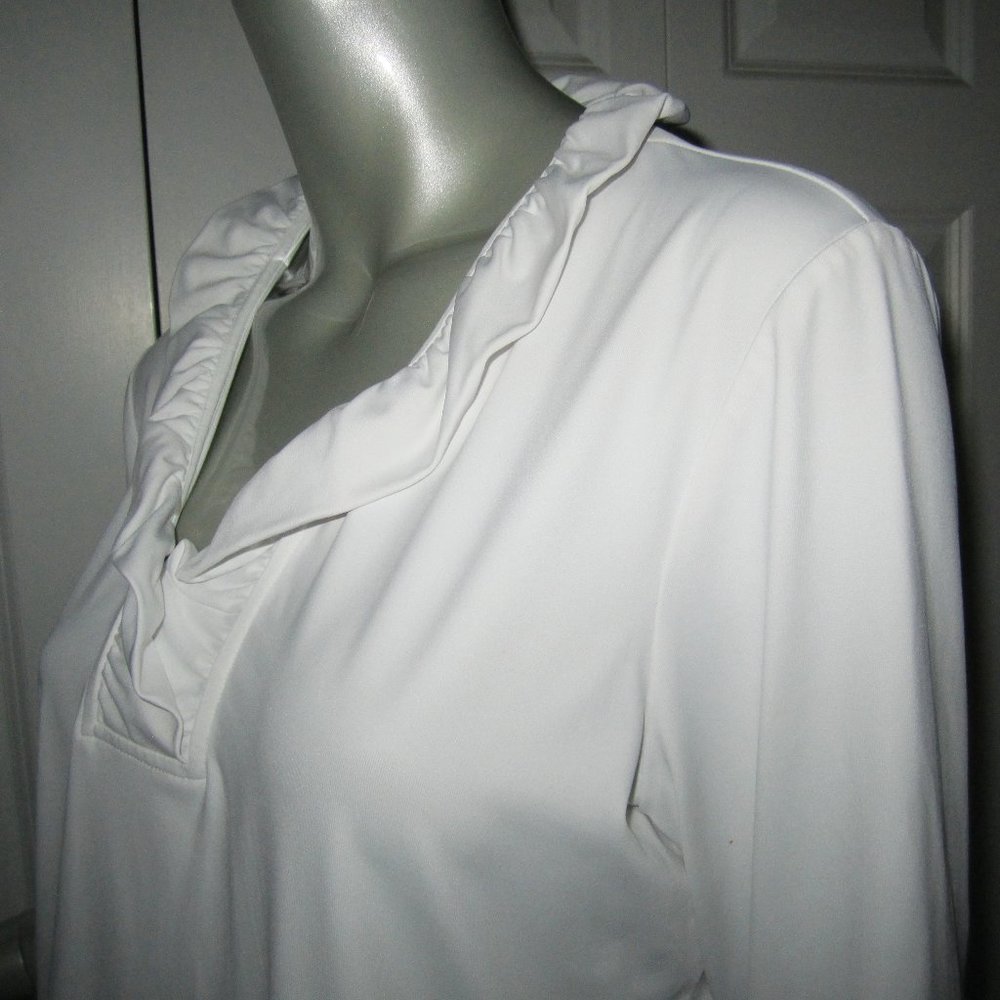 J. McLaughlin White Ruffled V-Neck Blouse - Picture 4 of 6